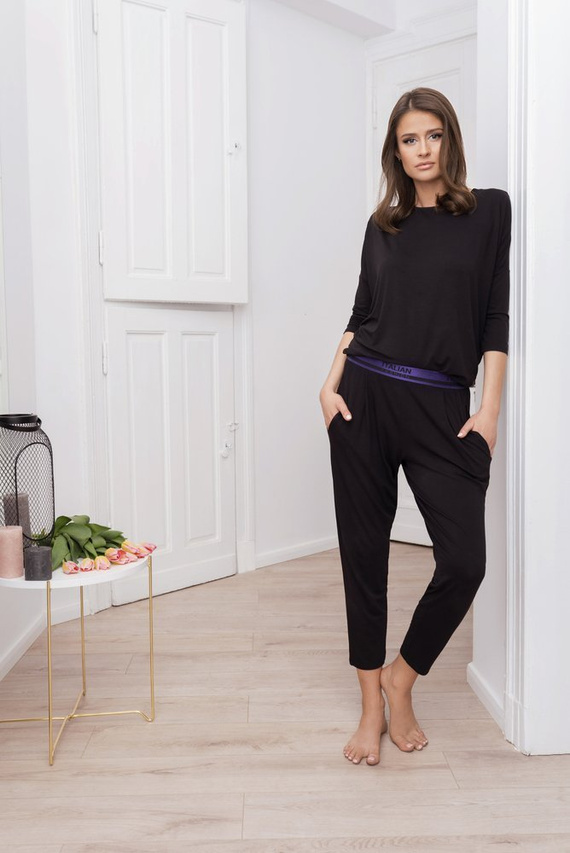 Stílus Női 3/4 ujjú szett, hossza.olasz divatnadrág fekete