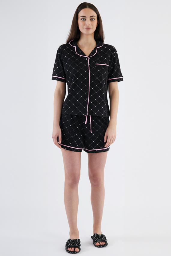 Coraline Női pizsama Sorbetto fekete - póló felső, rövidnadrág, 100% pamut, 100% pamut