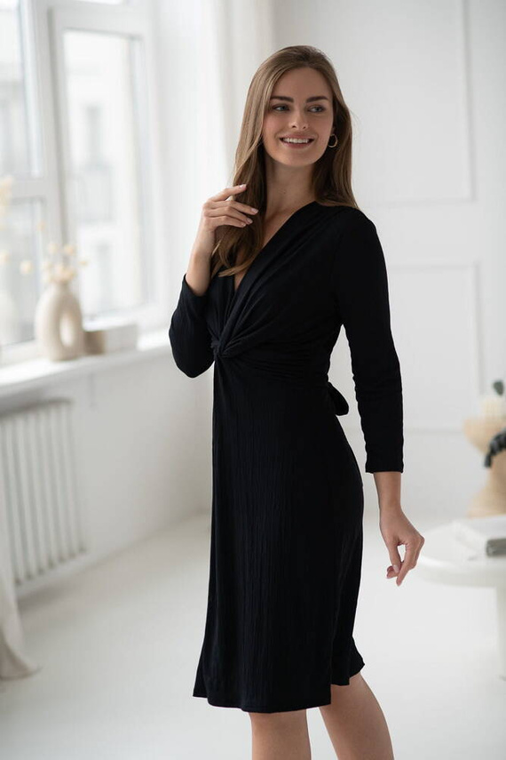 Loop Sukienka ciążowa i do karmienia rękaw 7/8 Milk&Love czarny