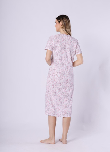 Oriana női ing 1723/1760 Leveza korallszínű pamut, rövid ujjú, gombok, midi, midi