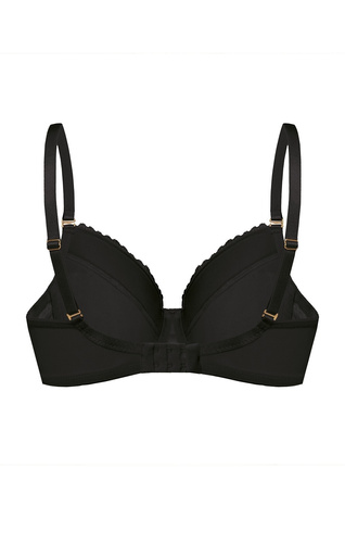 Full Cup melltartó Petra Mefemi by Nipplex - fekete, stabil támasz, csipkés kosarak, pamut belső, kivehető push-up betétek