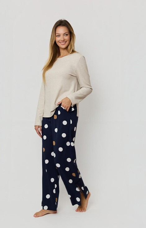 Oceane PW85 Női Mefemi-viscose pizsama, borsó színben, masnival