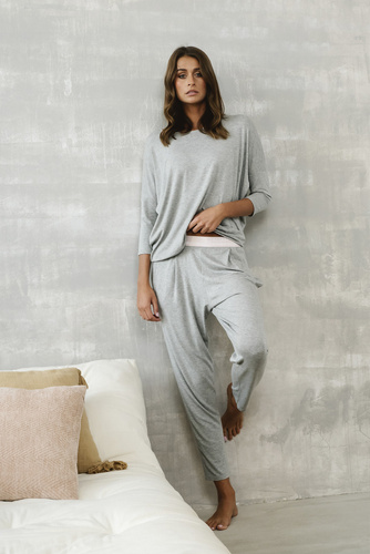 Stílus Női 3/4 ujjú szett, hossza.olasz divat melange nadrág