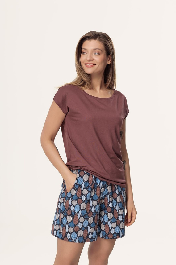 Női pizsama Matilda PI71 Mefemi by Nipplex barna - viszkóz, pamut rövidnadrágok