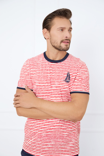 Flota Férfi rövid ujjú pizsama, rövidnadrág Italian Fashion - print piros/kék