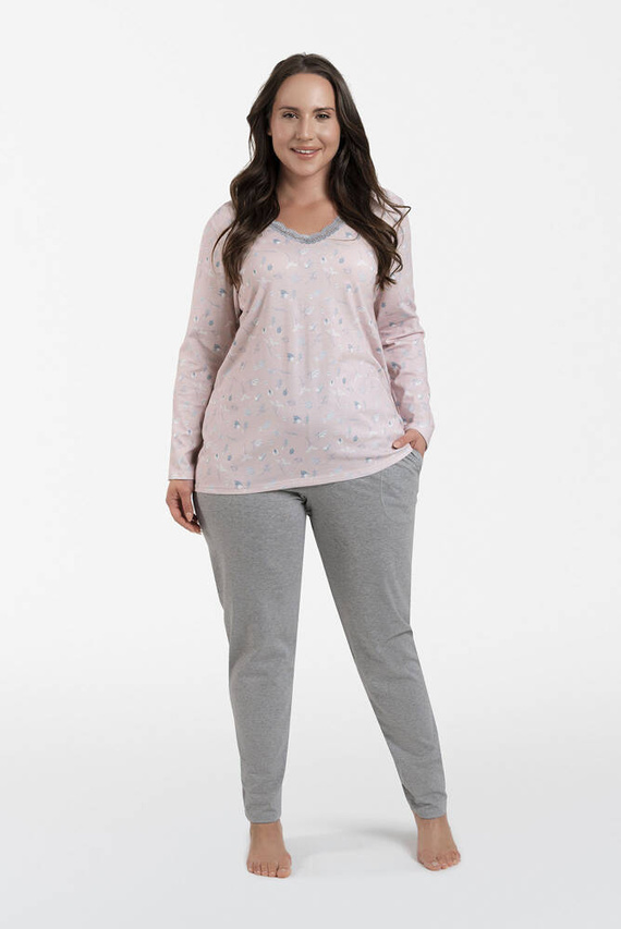 Simona Női hosszú ujjú pizsama és hosszú nadrág Italian Fashion - print/melange