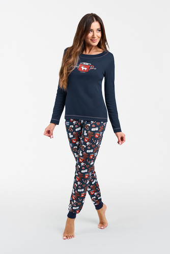 Makala Női hosszú ujjú pizsama és hosszú nadrág Italian Fashion - tengerészkék/print