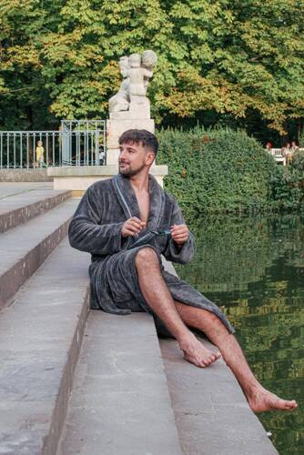 716 Rafael férfi fürdőköpeny De lafense - grafit