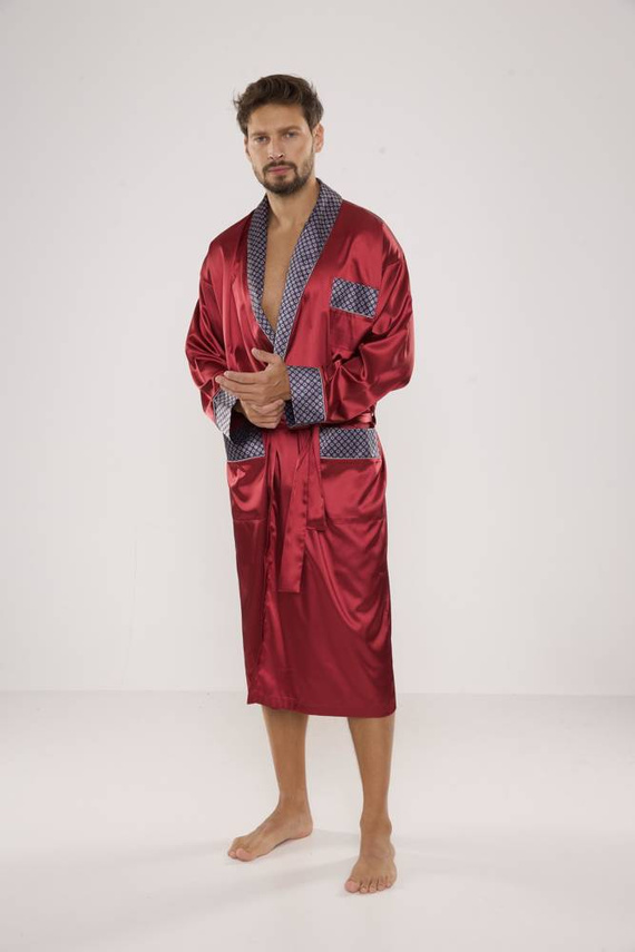 940 Forex férfi szatén fürdőköpeny - gesztenyebarna színben