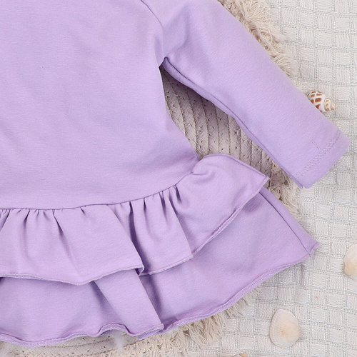 ABN-5487 Underwater World Nini babaruha - organikus pamut, lila, hosszú ujjú, hosszú ujjú