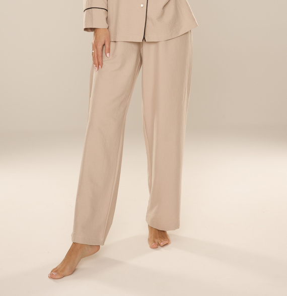 Maeve 875 De Lafense női pizsamanadrág - hosszú, egyszínű, zsebekkel - homokszínű