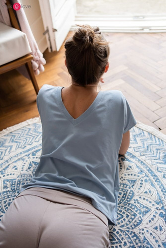 Two Ways bluzka ciążowa i do karmienia dwustronna krótki rękaw Milk&Love błękitny