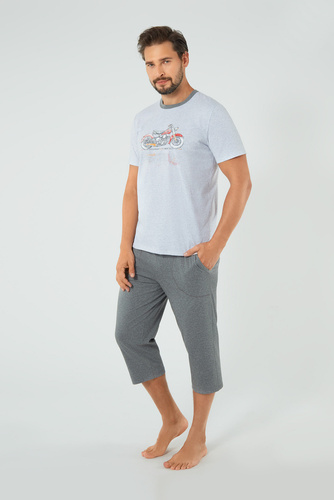Junak férfi rövid ujjú és 3/4 nadrág olasz divat - j.mélange/r.melange