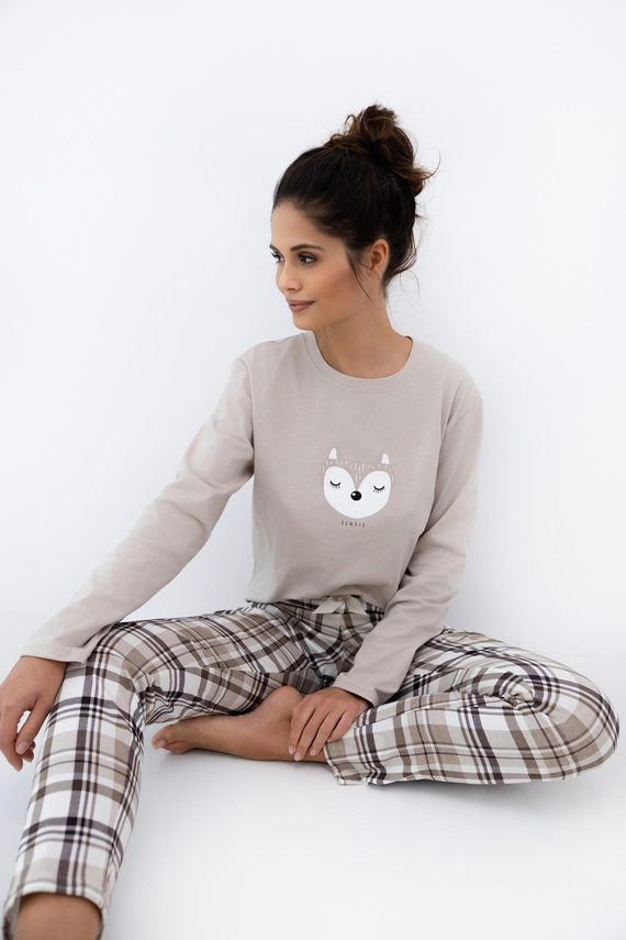 Tinsley Sensis női pizsama - pamut, hosszú, kockás