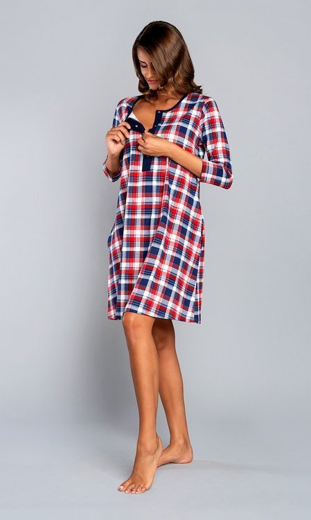 Rugia kismama és szoptatós hálóing 3/4 ujjú olasz divat - piros