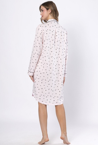 Laveza Angela 1619 hálóing - világos rózsaszín, pamut, hosszú ujjú, gombos záródású, hosszú ujjú