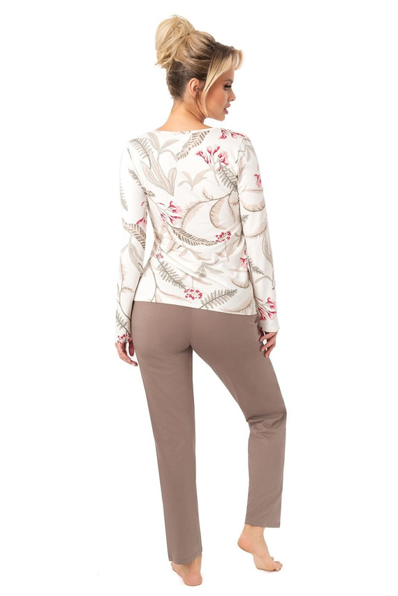 Női pizsama Michelle Donna bézs - viszkóz, hosszú ujjú | Kényelem és elegancia az éjszakában