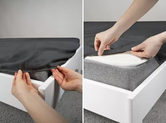 Poly Detexpol mikroszatén gumis lepedő sima és praktikus black