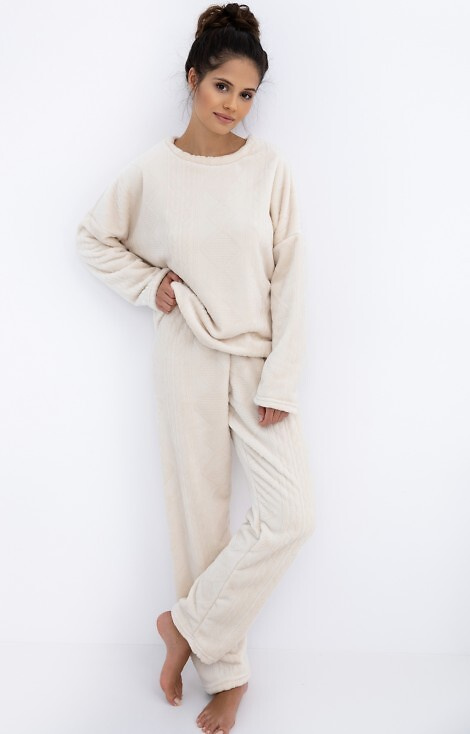 Bridget Homewear Sensis női pizsama - meleg, puha kötés, ekrü színű