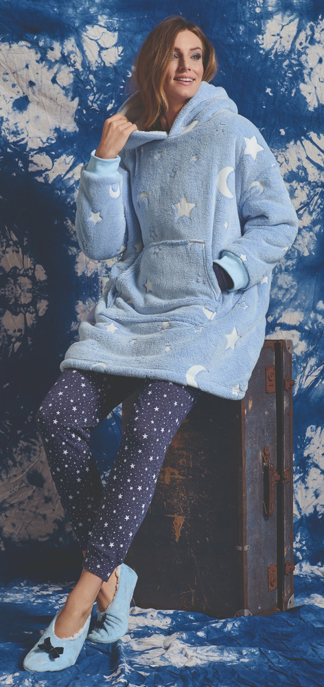 Milana Sorbetto takaróblúz - kék gyapjú, sötétben világít