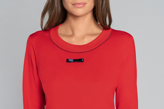 Izera Női pizsama hosszú ujjú, hosszú nadrág olasz divat - piros/print