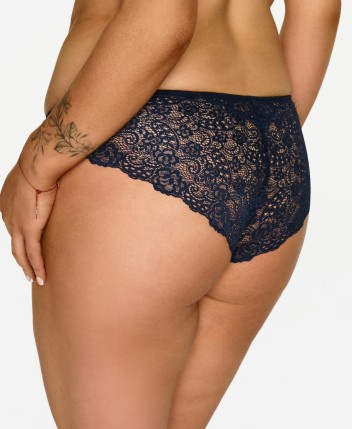 2619 Lupoline- tengerészkék klasszikus bugyi csipkével és arany részletekkel