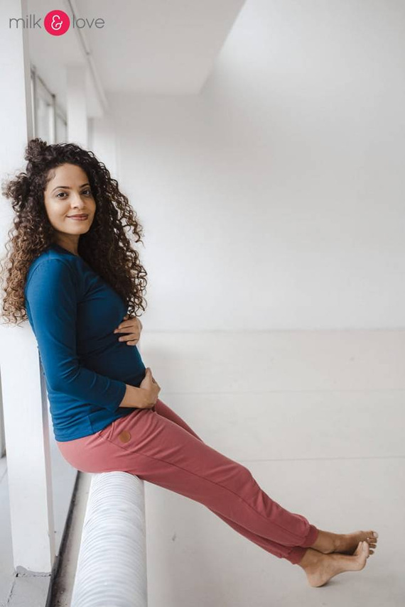 Spodnie dresowe ciążowe Milk&Love niebieski dusty cedar