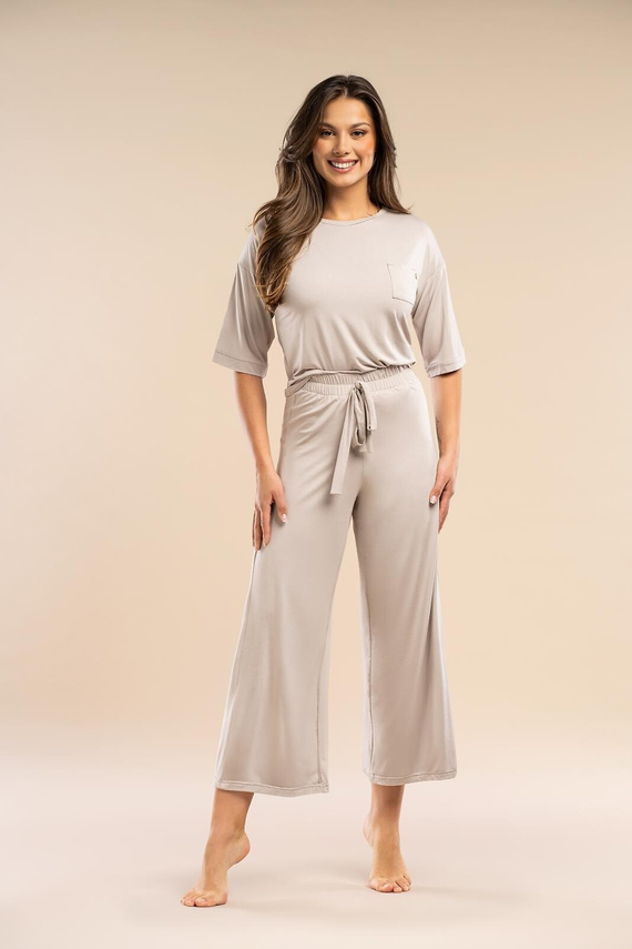 Női pizsama MK34 Only You bézs Belle Reverie - viszkóz, rövid ujjú, könnyű és érzéki