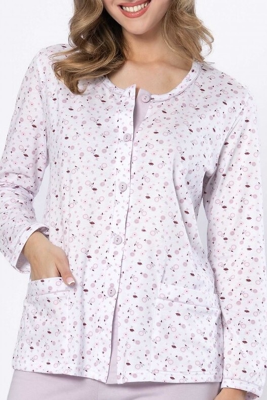 Leveza Danuta női pizsama 1637 lila - pamut, hosszú ujjú, gombos, hosszú ujjú, gombos