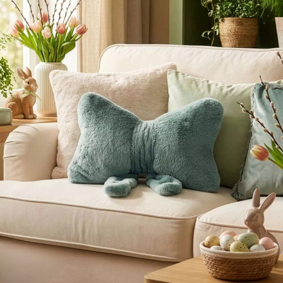 Eurofirany Wiosna 135 – dekoratív párna 37x10x30 masnival sage