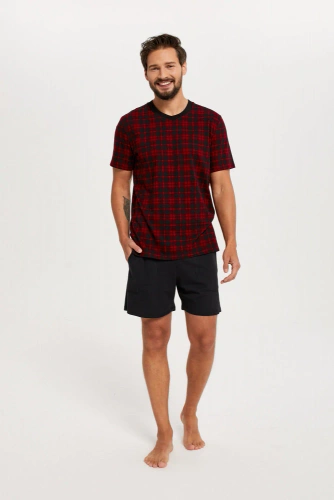 Elijah Férfi rövid ujjú pizsama és rövidnadrág Italian Fashion - print/fekete