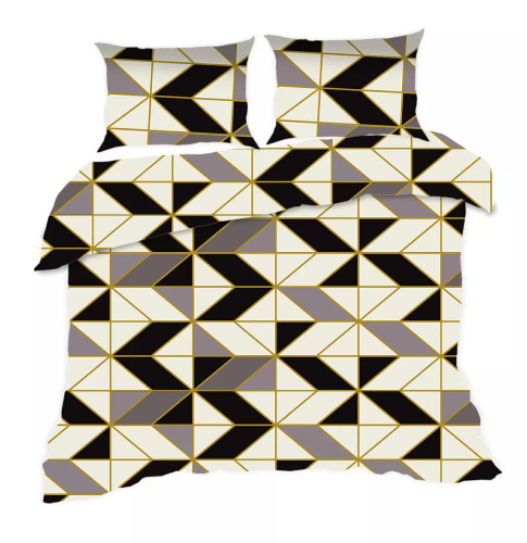 1808N Pamut ágynemű Classic E24 Karo geometria krém szürke fekete- 100% pamut, tartós, színes, 2 darabos szett