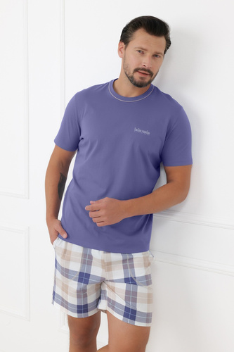 Férfi pizsama Juno Italian Fashion 100% pamut rövid ujj rövidnadrág