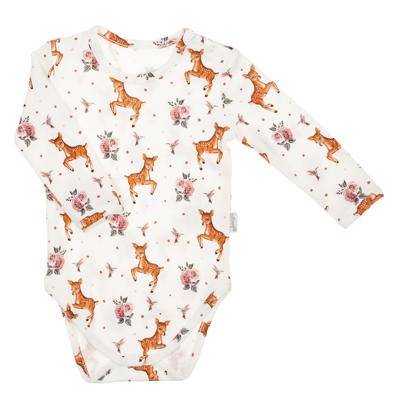 216095 Lala - Nicol baba bodysuit, pamut, hosszú ujjú, szarvasbőr, szarvasbőr