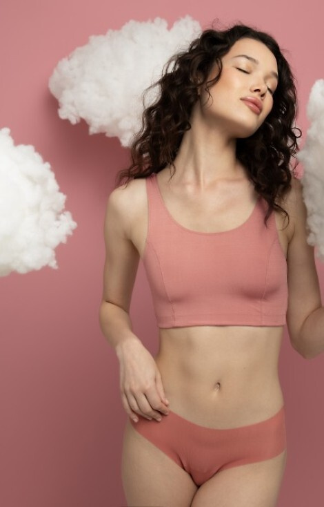 Mousse Classic Julimex- korall - női varrás nélküli bugyi, ultrakönnyű, láthatatlan a ruha alatt