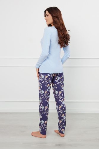 Pulia Női hosszú ujjú pizsama, hosszú nadrág Italian Fashion - kék/print