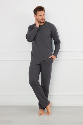 Salomon Férfi pizsama hosszú ujjú, hosszú nadrág Olasz divat - grafit/méz