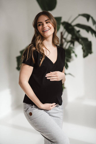 Two Ways bluzka ciążowa i do karmienia dwustronna krótki rękaw Milk&Love czarny