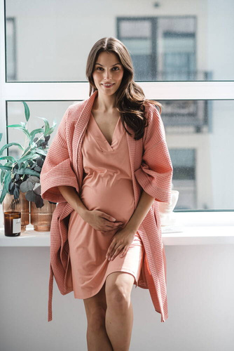 Moon bambusowa koszula nocna ciążowa i do karmienia Milk&Love herbaciana róża