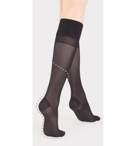 M 2107 Dots masszázs térdzokni 30 den Fiore - fekete