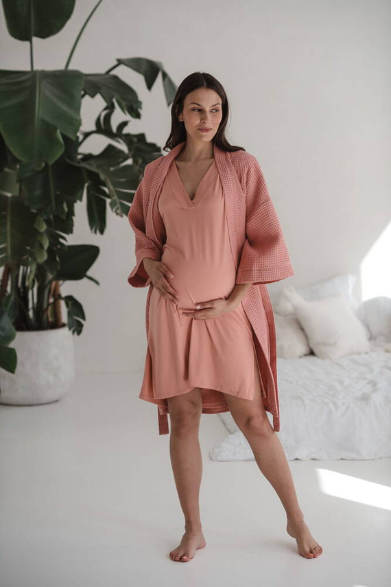 Moon bambusowa koszula nocna ciążowa i do karmienia Milk&Love herbaciana róża