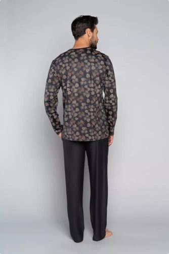 Pinus Férfi hosszú ujjú pizsama, hosszú nadrág Italian Fashion- print/graphite