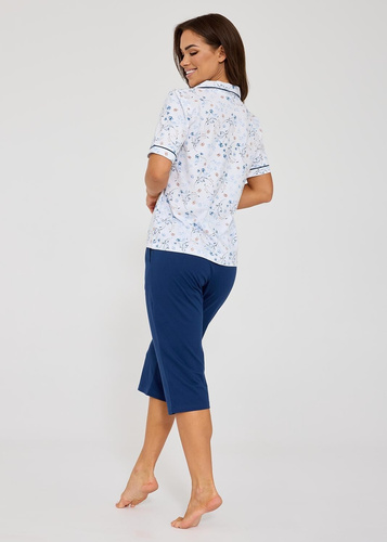 Cornette Yvonne 347/347 női pamut pizsama gombos virágos 3/4 nadrág