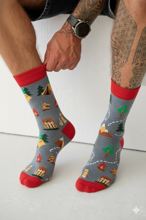 0125.053 Trekking - férfi zokni Milena színes mintával, Melange