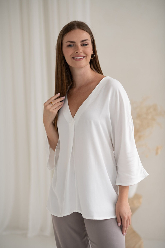 Mamafullness Kismama blúz a szoptatáshoz Milk&Love fehér - viszkóz, 3/4 ujjú, oversize, oversize