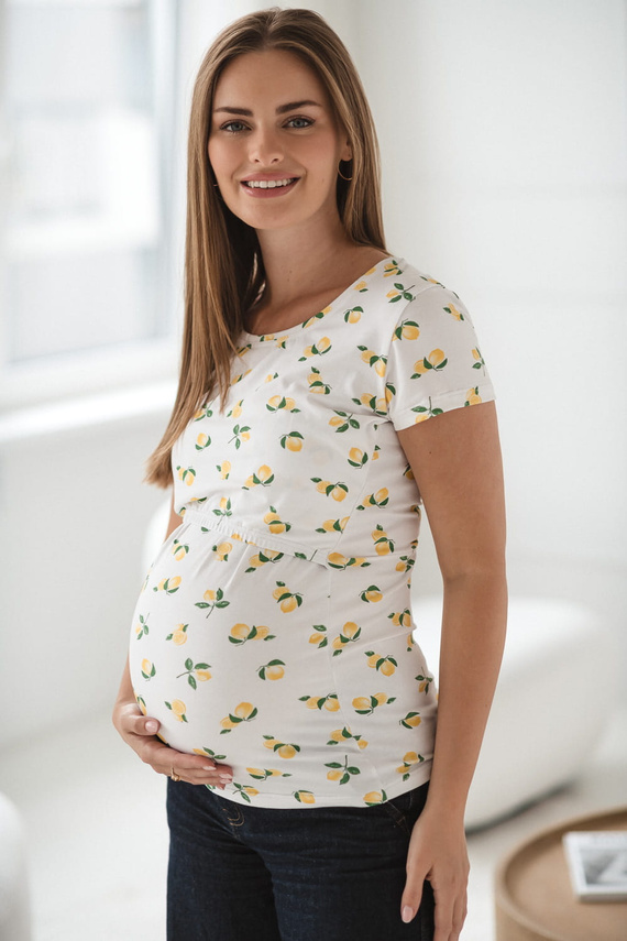 Milk Shirt Milk&Love rövid ujjú szoptatós és kismama blúz citromsárga színben - kényelmes és stílusos