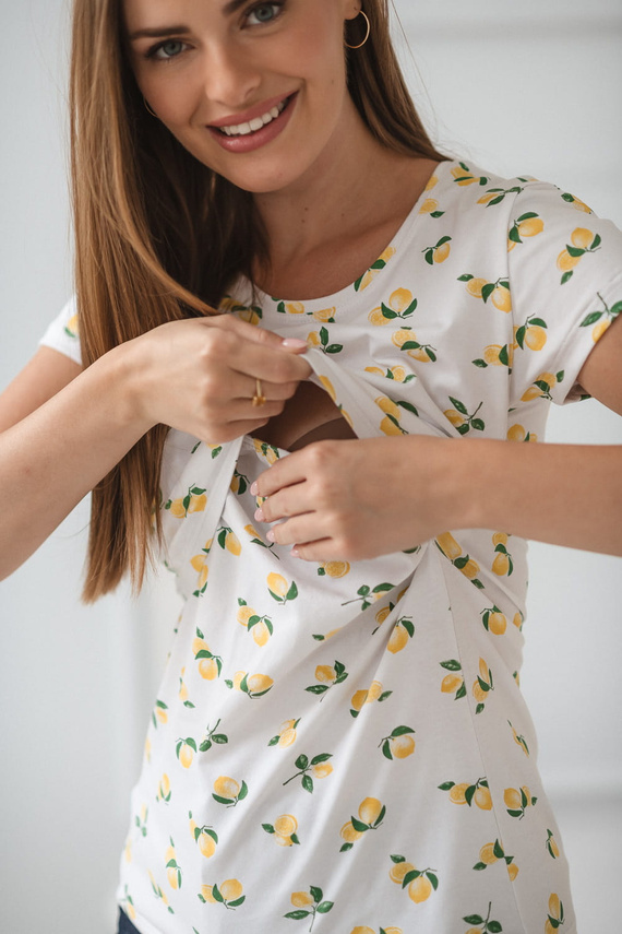 Milk Shirt Milk&Love rövid ujjú szoptatós és kismama blúz citromsárga színben - kényelmes és stílusos