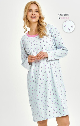 3447 Yolanda Női Taro ing - pamut elasztánnal, virágmintás, hosszú ujjú, hosszú ujjú