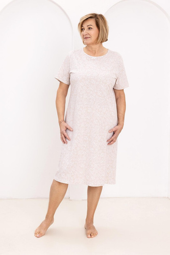 169 Regina hálóing bézs színben - pamut, virágmintás, félköríves nyakkivágással