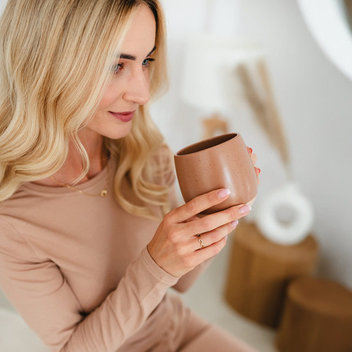 Eevi for Women Női hosszú ujjú blúz bézs - pamut + modál, elegáns, kényelmes, kényelmes